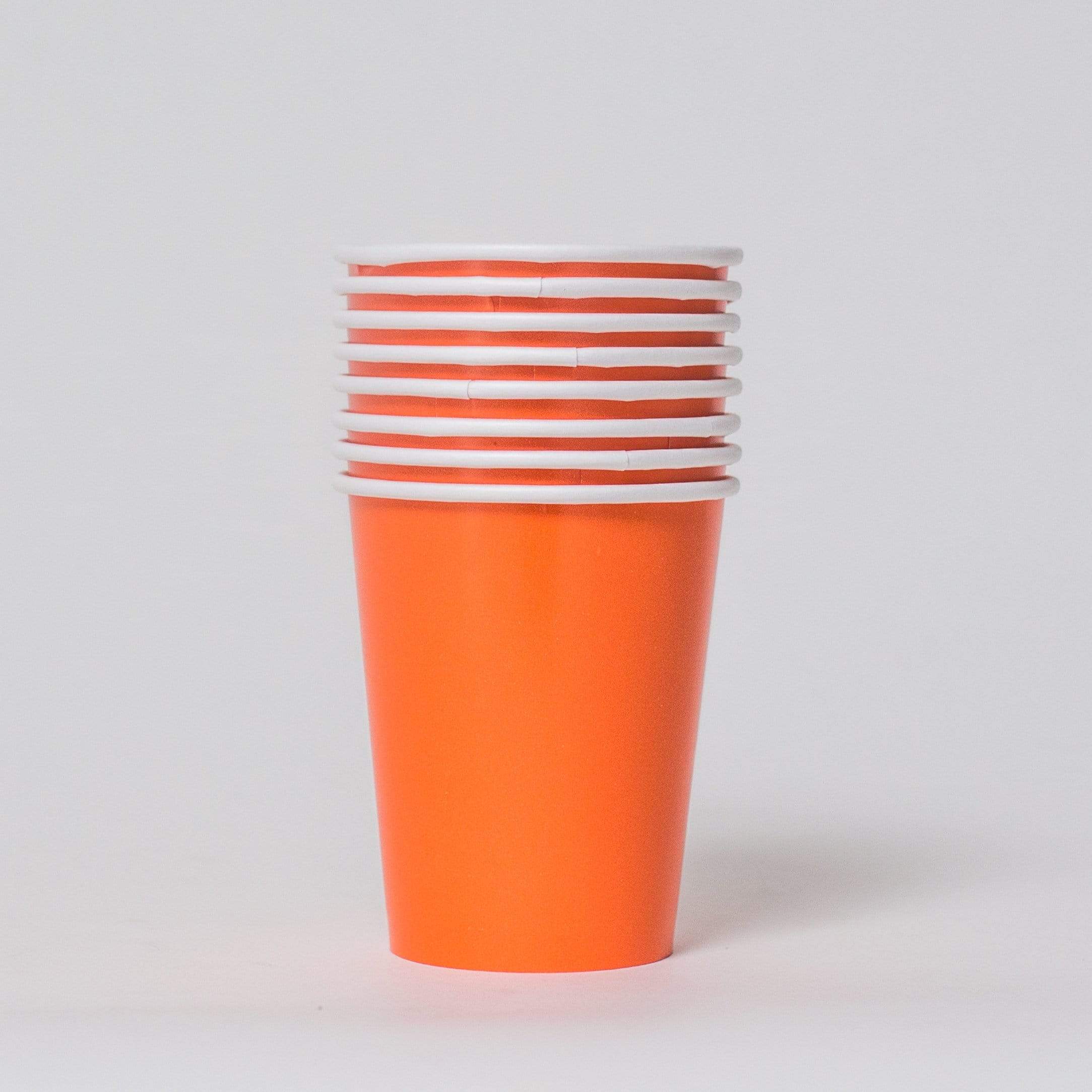 Plain Orange Paper Cups 8 Pack