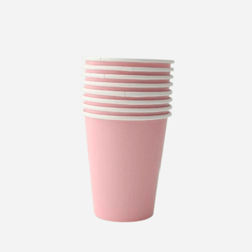Pastel Pink Paper Cups Plain Party Cups and Plates Solid Colour