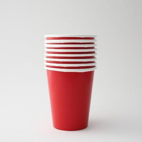 Red Paper Cups | Plain Party Cups and Plates | Solid Colour Unique