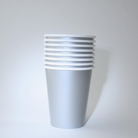 Plain Silver Paper Cups | Plain Party Cups and Plates | Solid Colour Unique