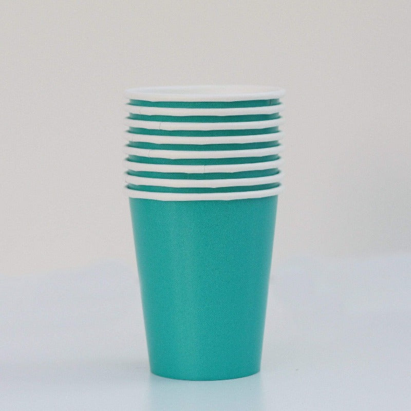 Teal Paper Cups | Plain Party Cups and Plates | Solid Colour Unique