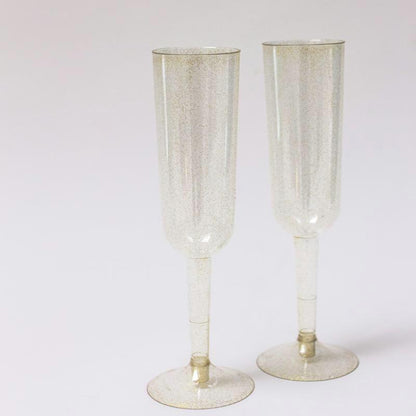 Gold Plastic Champagne Flutes | Disposable Glasses  Plastic Glassware Unique