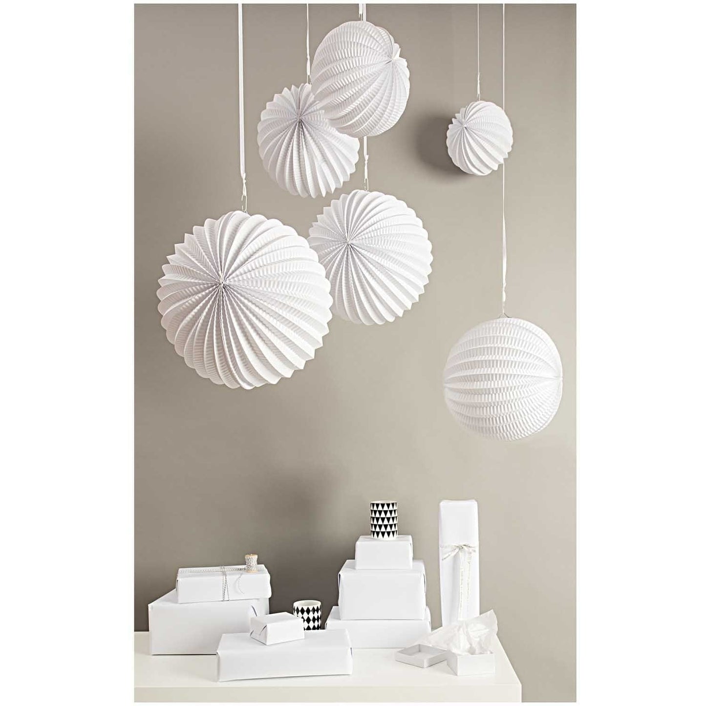 White Paper Lanterns | Watermelon Lanterns | Paper Decorations Rico Design