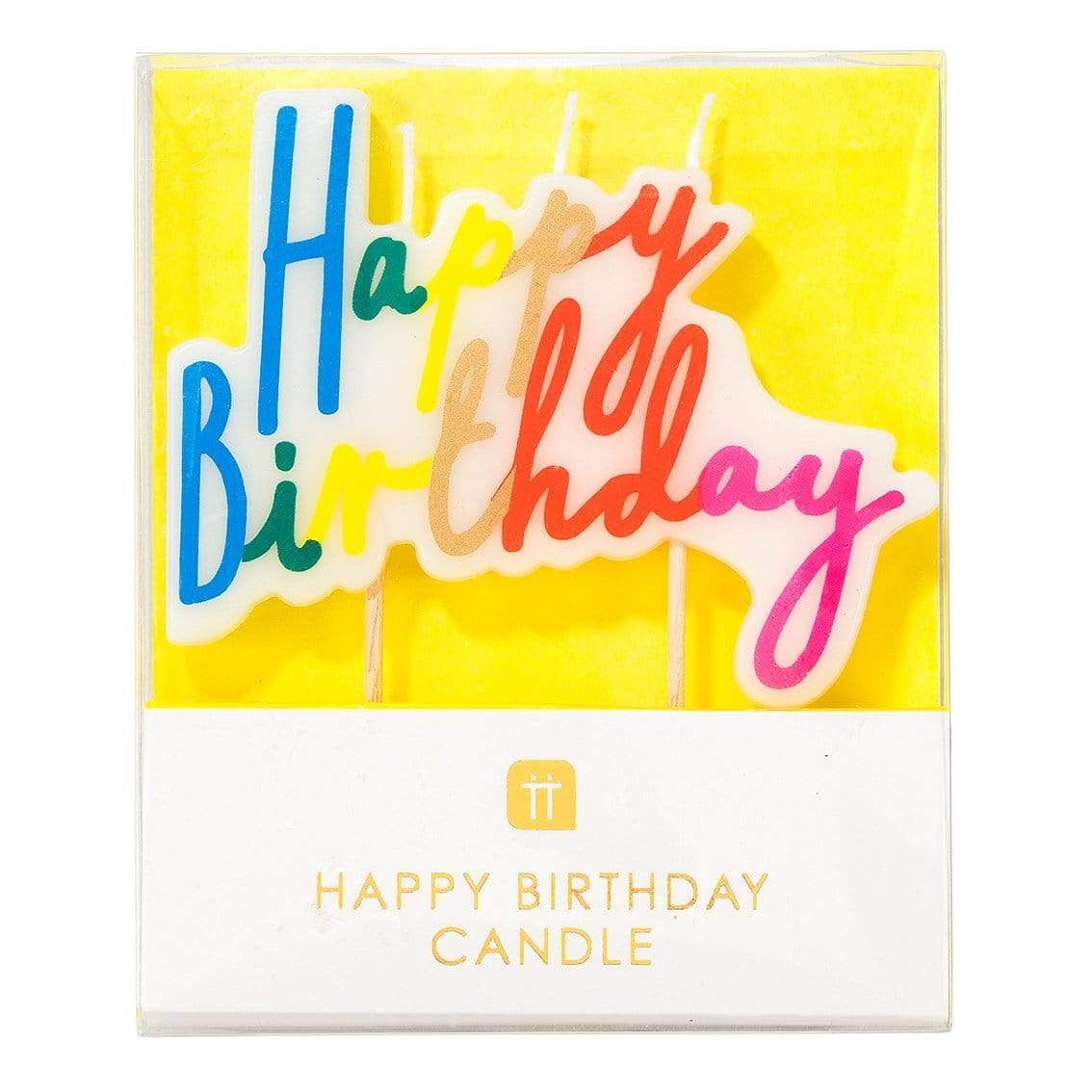 Rainbow Happy Birthday Candle | Rainbow Party Supplies UK Talking Tables