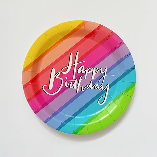 Retro Rainbow Paper Plates | Colourful Party Cups & Plates |Disco Unique