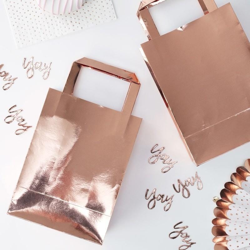 Rose Gold Party Bags - Wedding Bridal Shower Accessories - Rose Gold Ginger Ray