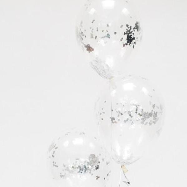 Confetti Filled Balloons | Silver Confetti Balloons UK Pretty Little Party Shop