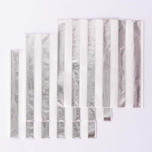 Silver Stripe Napkins | Striped Serviette | Online Modern Party Shop Unique