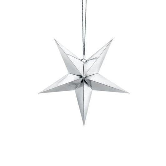 Silver Hanging Star Decoration | Beautiful Christmas Decorations UK Party Deco