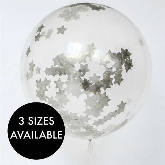 Star Confetti Filled Balloon | 3ft Clear Latex Balloon  Pretty Little Party Shop