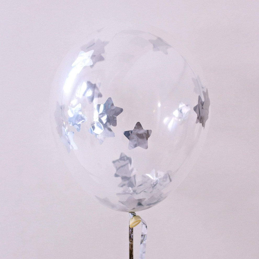 Star Confetti Filled Balloon | 3ft Clear Latex Balloon – Pretty Little ...