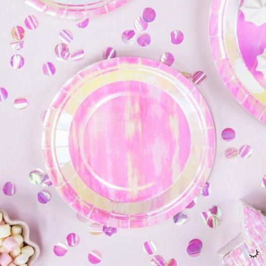 Iridescent Party Plates | Modern Paper Plates | Disco Party Supplies Party Deco
