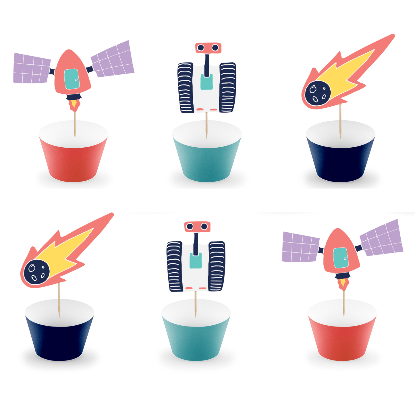 Space Party Cake Decorations | Cupcake Kit | Space Party Decorations Party Deco