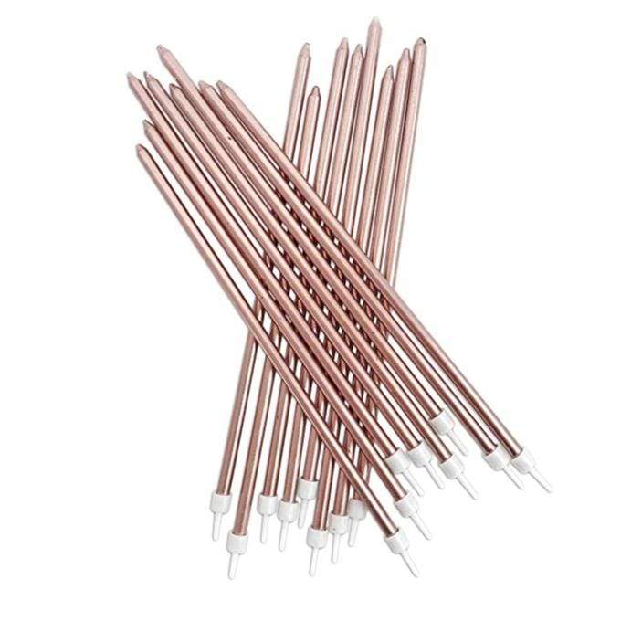 Long Thin Tall Party Cake Candles Rose Gold | Birthday Cake Supplies Creative Converting