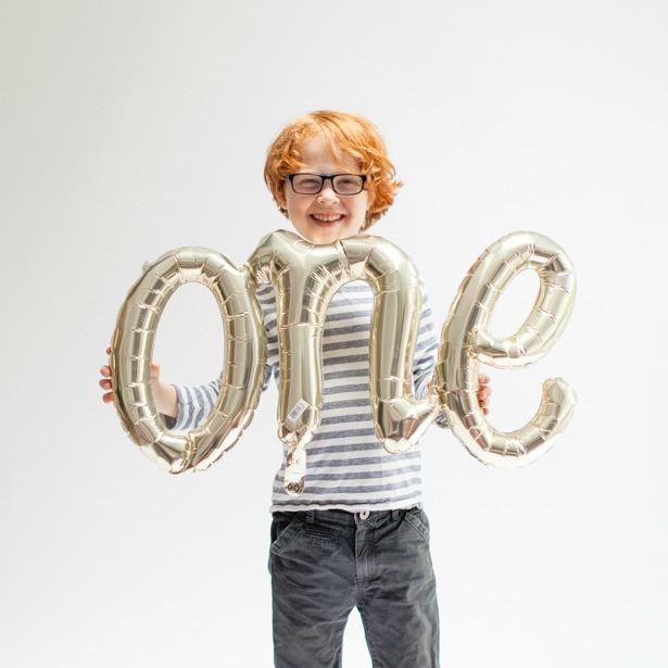 White Gold ONE Balloon | First Birthday Balloons online – Pretty Little ...