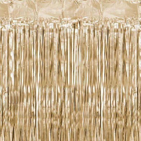 White Gold Foil Door Curtain | Balloon Tassel Fringe | Party Curtain Party Deco