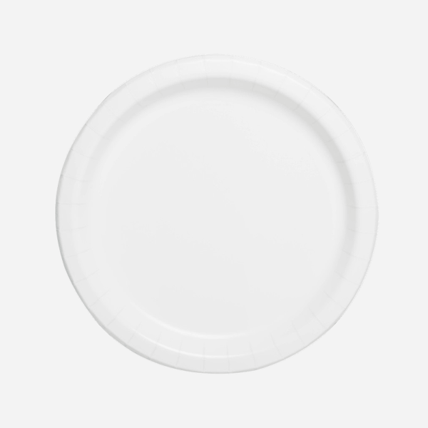 White Paper Plates Plain Party Plates and Cups Solid Colour
