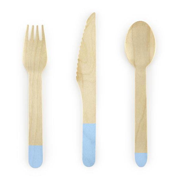 Blue Dipped Wooden Cutlery | Natural Eco Party Supplies UK Party Deco