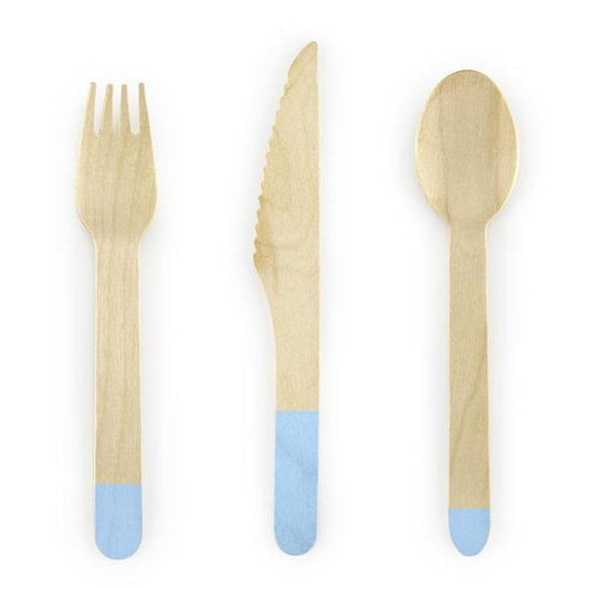 Blue Dipped Wooden Cutlery | Natural Eco Party Supplies UK Party Deco