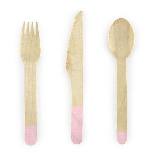 Pink Dipped Wooden Cutlery | Natural Eco Party Supplies UK Party Deco