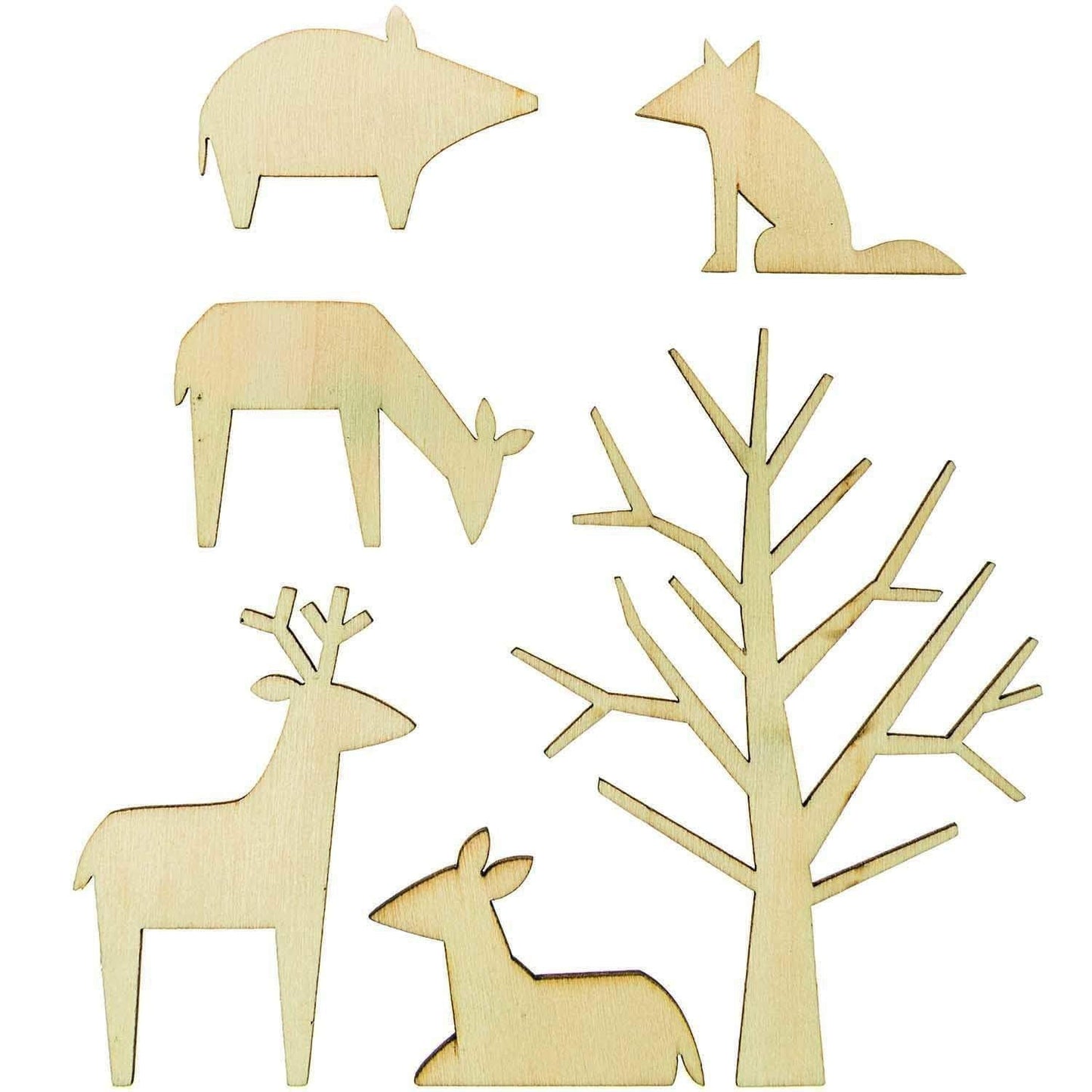 Wooden Decorations - Woodland Animals | Christmas Cake Decor Rico Design