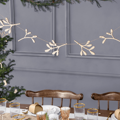 Wooden Mistletoe Garland | Scandi Style Christmas | Unique Christmas Party Deco