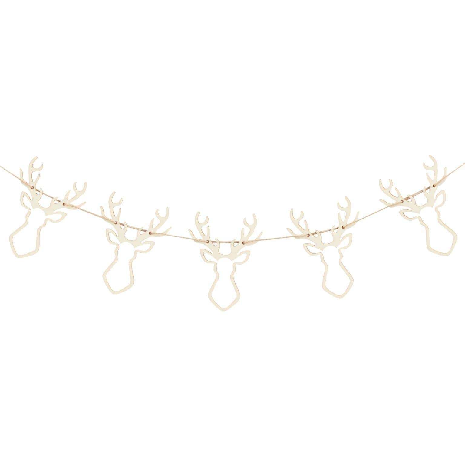 Wooden Stag Garland | Scandi Style Christmas | Unique Christmas Decor Ginger Ray