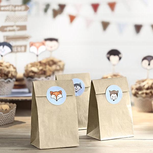 Woodland Animal Party Bags with Stickers | Animal Party Theme UK Party Deco